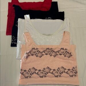 Rhonda Shear Lace-Overlay Tank with Shelf Bra - Set of 4